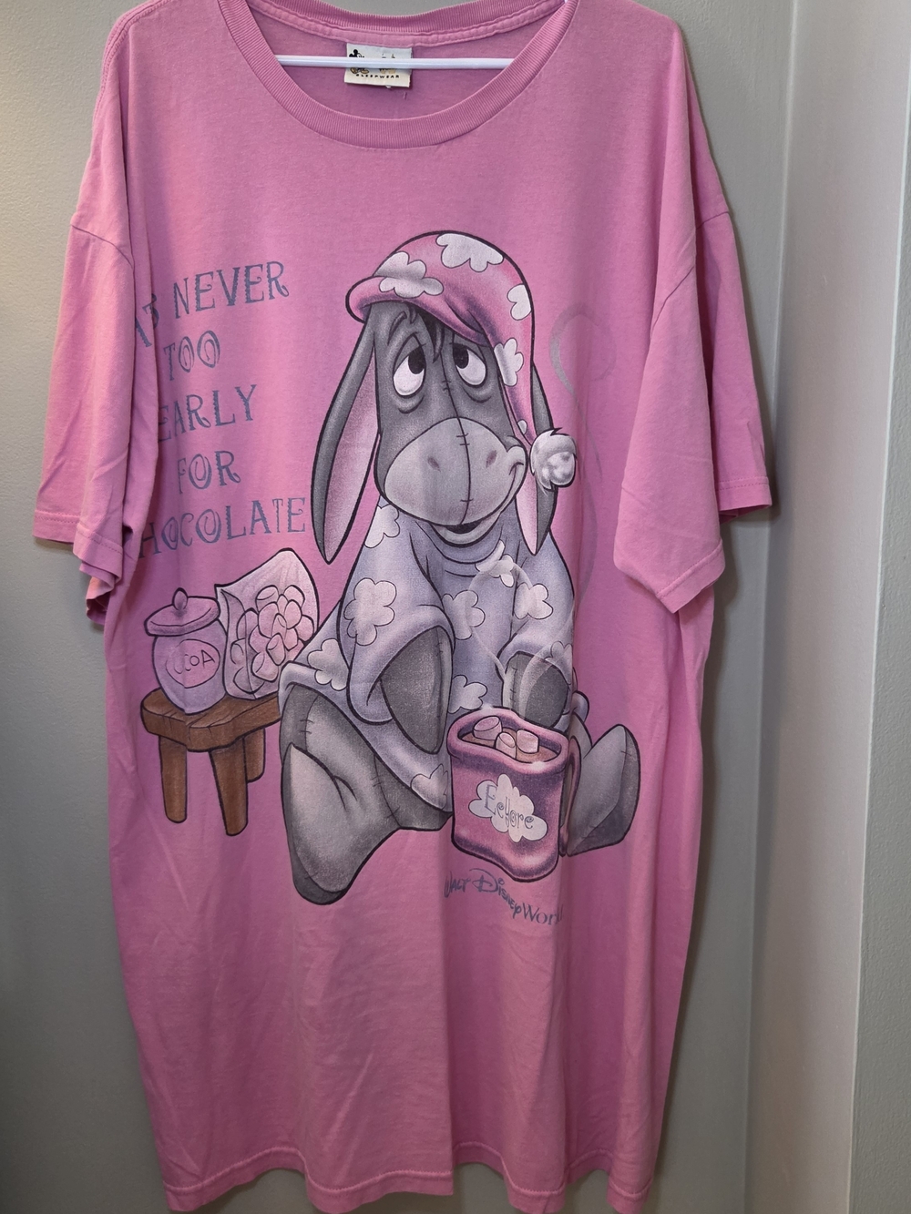 Vintage Disney Parks Eeyore Never Too Early For Chocolate Sleep Shirt Nightgown